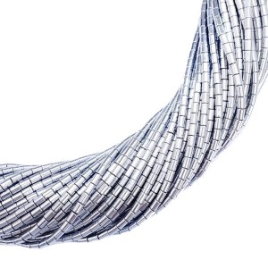 Натуральный камень ГЕМАТИТ форма Столбик 3*2 мм, цвет серебро, около 40 см/нить