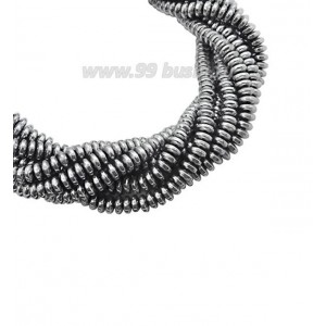 Натуральный камень ГЕМАТИТ спейсер 3,2*1,5 мм, цвет серебристый, 40 см/нить