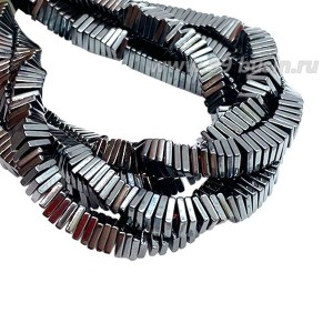 Натуральный камень ГЕМАТИТ бусина Квадратик 4*4*1 мм, блестящий, цвет натуральный, около 20 см/нить
