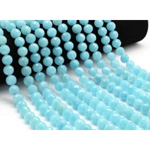 Бусины из кальцита шарик гр.10мм, цвет небесно-голубой, 38см, 40 бусин