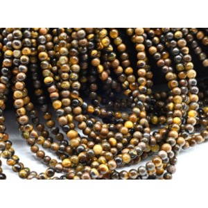 Бусины из тигрового глаза шарик 4мм, 37см, 96 бусин Бусины из тигрового глаза шарик 4мм, 37см, 96 бусин