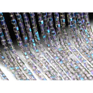 Бусины из циркона кубик гр.4*4мм цвет фиолетовый хамелеон, 40см, 100 бусин