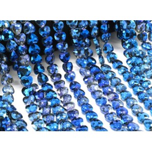 Бусины из циркона сердце 10*10мм цвет синий хамелеон, 41см, 43 бусины
