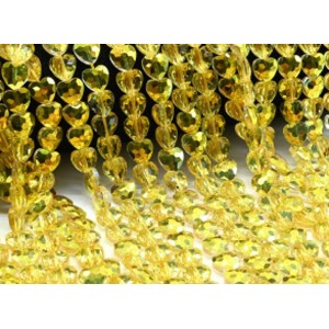 Бусины из циркона сердце 10*10мм цвет желтый хамелеон, 41см, 43 бусины