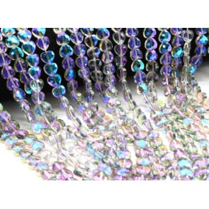 Бусины из циркона сердце 8*8мм цвет фиолетовый хамелеон, 40см, 53 бусины