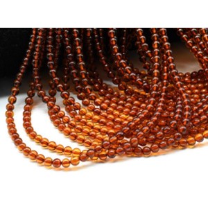 Бусины из янтаря шарик 4мм цвет коньячный, 38,5см, 90 бусин Бусины из янтаря шарик 4мм цвет коньячный, 38,5см, 90 бусин