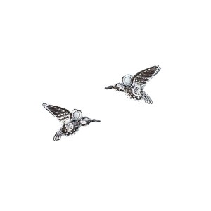 Подвеска Премиум Колибри 13*10 мм цвет родий 1 штука