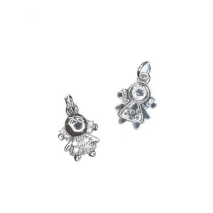 Подвеска Премиум Девочка 15*9 мм с микроцирконами, цвет родий 1 штука