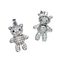 Подвеска Премиум Медвежонок с бабочкой 25*17 мм с микроцирконами, цвет родий 1 штука