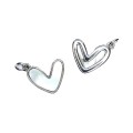 Подвеска Премиум Весёлое сердце с перламутром 16*14 мм, цвет родий 1 штука