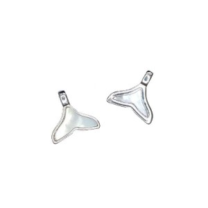 Подвеска Премиум  Хвост кита с перламутром, 13*12 мм, цвет родий 1 штука
