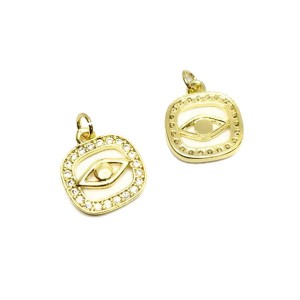 Подвеска Премиум Глаз Фатимы 17*15 мм с микроцирконами, золото 1 штука