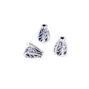 Колпачок Конус с листиками, 11*8,5 мм старое серебро 1 шт.