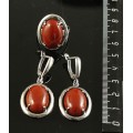 Кольцо и серьги яшма красная овал 18х13мм