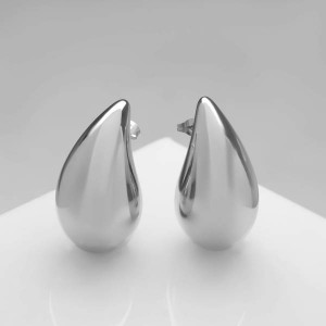 Серьги металл «Капля», цвет серебро