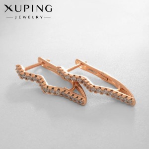 Серьги со стразами XUPING молния, цвет белый , золотистый