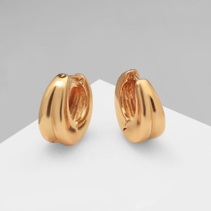 Серьги металл «Аккорд» двойной круг, цвет золото