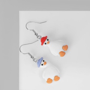 Серьги ассорти «Радость» гуси в шапках, цветные, цвет серебристый