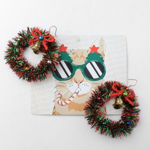 Серьги «Новогодние» венок с колоколом, цветные, цвет золотистый Серьги «Новогодние» венок с колоколом, цветные, цвет золотистый