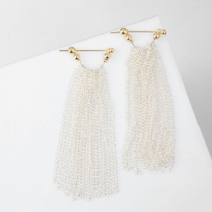 Серьги висячие «Цепи» сборка, цвет серебряно-золотой