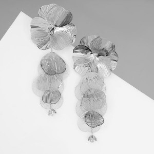 Серьги висячие «Цветок» каталея, цвет серебро, 10см Серьги висячие «Цветок» каталея, цвет серебро, 10см