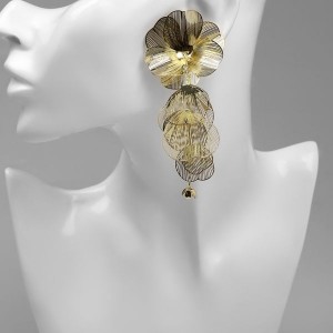 Серьги висячие «Цветок» каталея, цвет золото, 10см Серьги висячие «Цветок» каталея, цвет золото, 10см