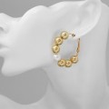 Серьги-кольца «Бусины» соединение, цвет белый, цвет золотистый