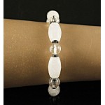 Браслет горный хрусталь (бочонок и шарик), гематит (рондель)