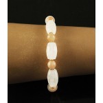 Браслет горный хрусталь (бочонок), солнечный камень (шарик), гематит (рондель)