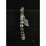 Браслет цоизит нат., гранат нат., гематит нат. тонир., с подвеской