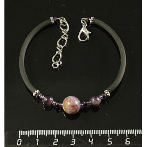 Браслет чароит (шарик 10мм) и аметист (шарик 6мм), с трубочкой, на струнке