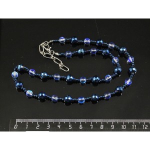 Бусы гематит, опал иск., цвет синий  44 см