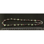 Бусы цоизит нат. (шарик 8мм) и кварц тонир. цвет рубин (шарик 6мм), огранка, 42см