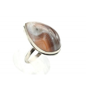 Кольцо с агатом ботсвана "Капля" 18*28мм
