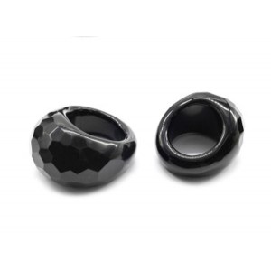 Перстень с черным камнем Агат с гранями ширина 20мм