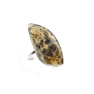 Кольцо агат моховой "Грация" 17*32мм.