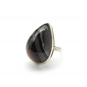 Кольцо с агатом ботсвана "Капля" 22*32мм