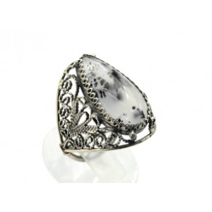 Кольцо агат моховой 17*27мм.