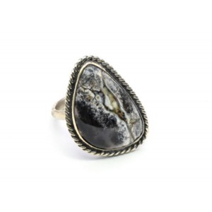 Кольцо агат моховой "Грация" 21*28мм