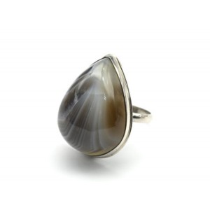 Кольцо агат ботсвана "Капля" 22*29мм