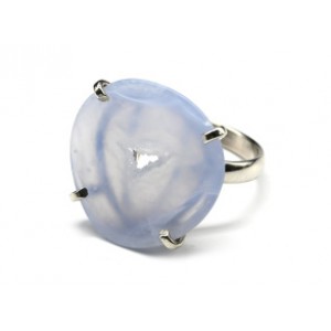 Кольцо голубой агат (сапфирин) 21*22мм Кольцо голубой агат (сапфирин) 21*22мм