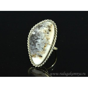 Кольцо агат моховой "Грация" 24*40мм