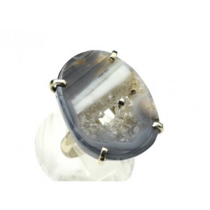 Кольцо с жеодами агата бразильского 21*27мм