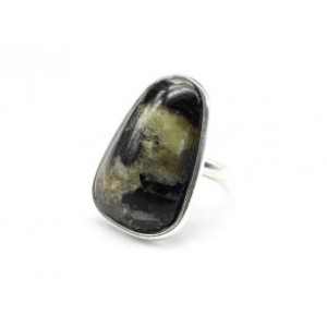 Кольцо с натуральным камнем слюдитом в посеребрении 23*33мм