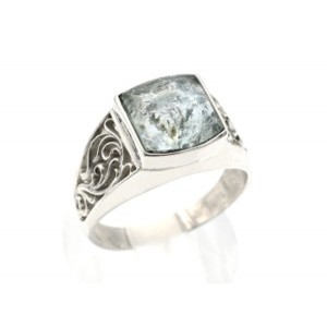 Печатка мужская с аквамарином 12*13мм. Печатка мужская с аквамарином 12*13мм.