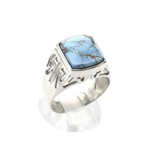 Печатка мужская с бирюзой 14*16мм.
