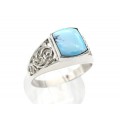 Печатка мужская с бирюзой 12*14мм., размер-23