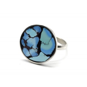 Кольцо "Мозаика" из бирюзы 18мм