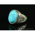 Перстень с бирюзой из ювелирного сплава овал 13*18мм,  (иск.)
