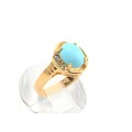 Кольцо женское с бирюзой (имитация) и стразами